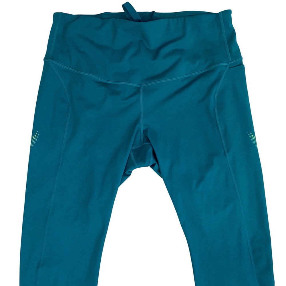 NWOT Nike Teal Leggings with Lime Swoosh Accent - Picture 4 of 12